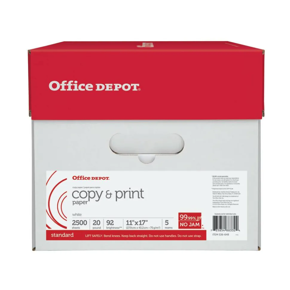 Multi-Use Printer & Copy Paper, White, Ledger (11" x 17"), 2500 Sheets Per Case, 20 Lb,92 Brightness