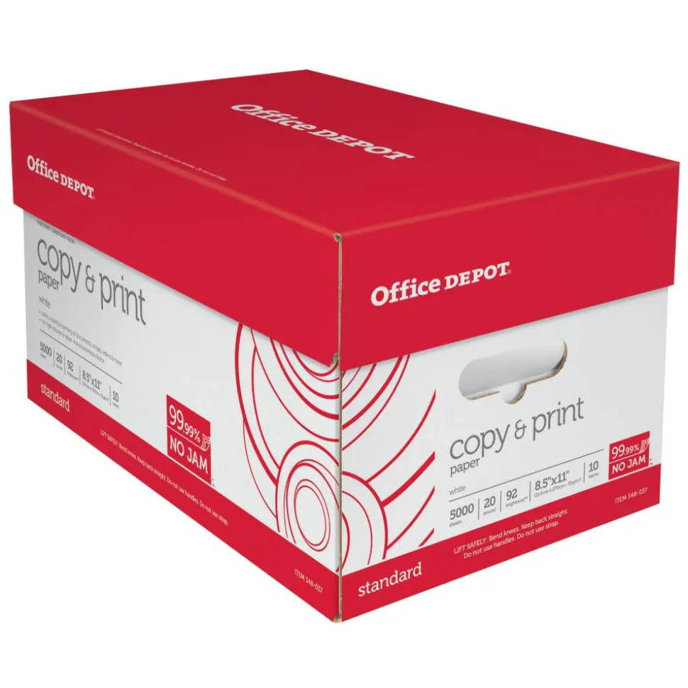 Multi-Use Printer & Copy Paper, White, Letter (8.5" x 11"), 5000 Sheets Per Case, 20 Lb, 92 Brightness