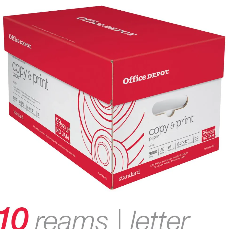 Multi-Use Printer & Copy Paper, White, Letter (8.5" x 11"), 5000 Sheets Per Case, 20 Lb, 92 Brightness