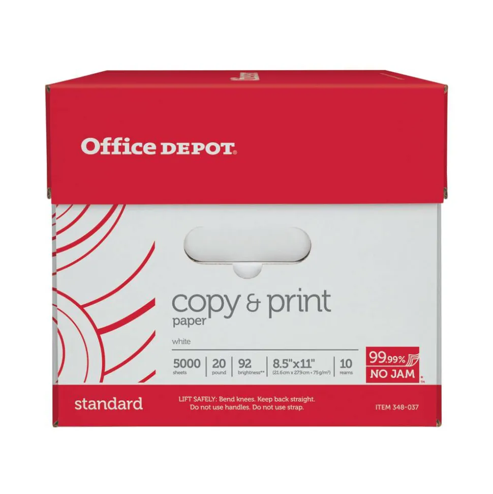 Multi-Use Printer & Copy Paper, White, Letter (8.5" x 11"), 5000 Sheets Per Case, 20 Lb, 92 Brightness