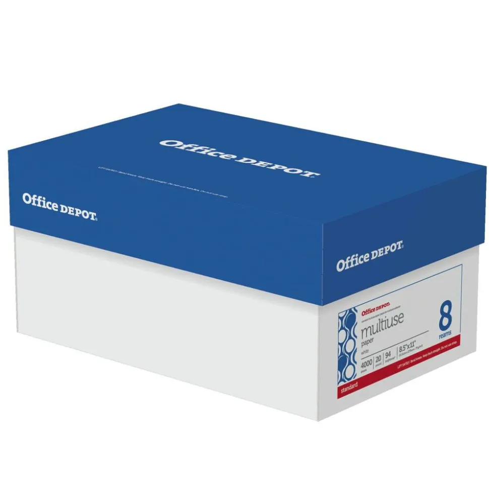 Multi-Use Printer & Copy Paper, White, Letter (8.5" x 11"), 4000 Sheets Per Case, 20 Lb, 94 Brightness