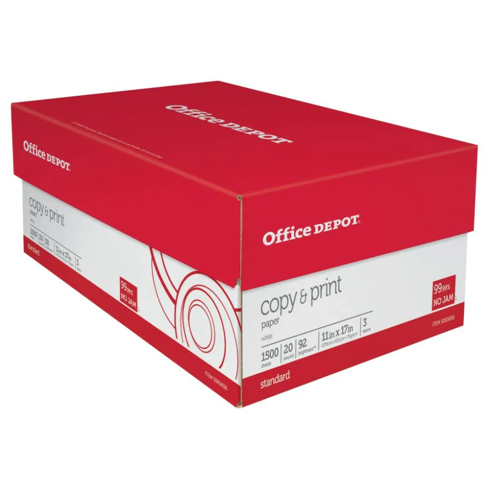 Multi-Use Printer & Copy Paper, White, Ledger (11" x 17"), 1500 Sheets Per Case, 20 Lb, 92 Brightness