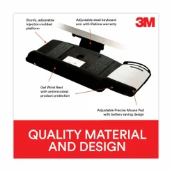 3M Underdesk Knob-Adjustable Keyboard Tray, Black, T32809