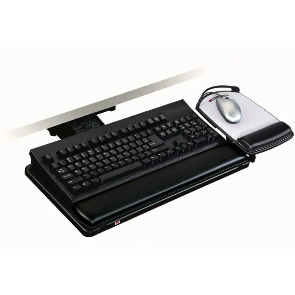 3M Underdesk Knob-Adjustable Keyboard Tray, Black, T32809