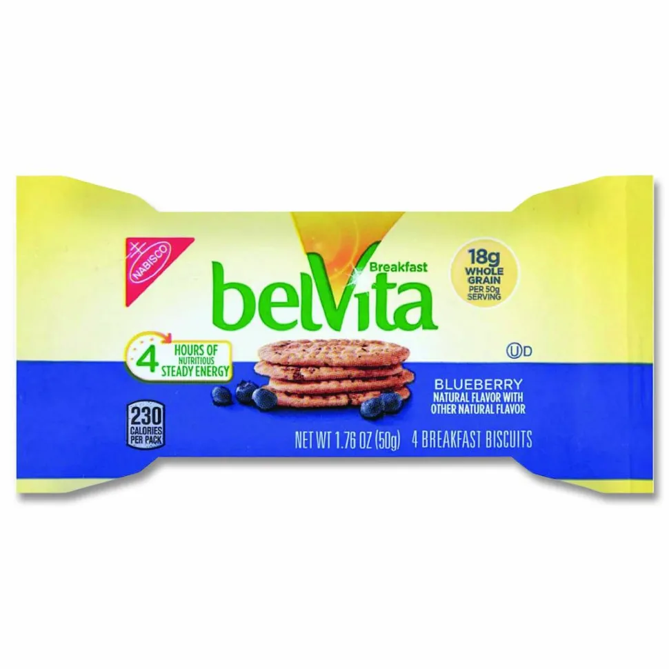 Nabisco belVita Breakfast Biscuits, Blueberry, 1.76 oz Pack, 8/Box