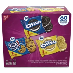 Nabisco Cookie Variety Pack, Assorted Flavors, 0.77 oz Pack, 60 Packs/Carton