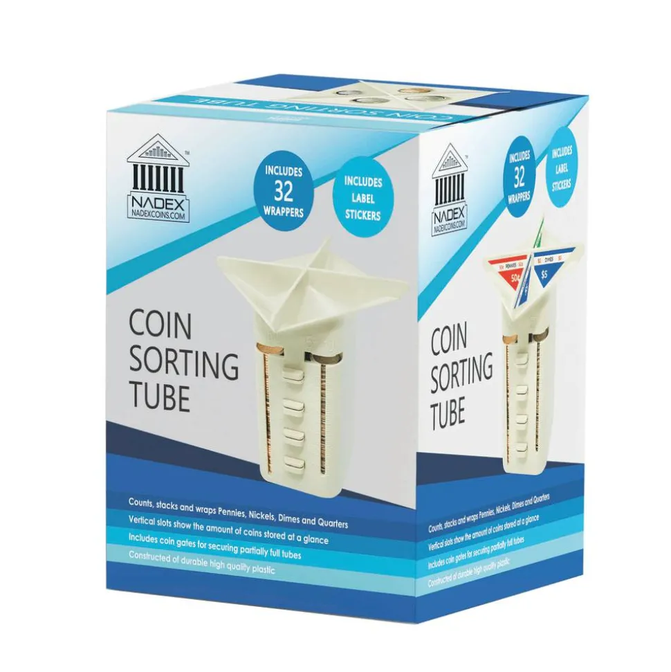 Nadex Manual Coin Sorting Tube, Beige