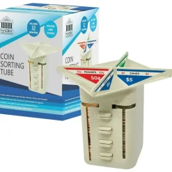 Nadex Manual Coin Sorting Tube, Beige