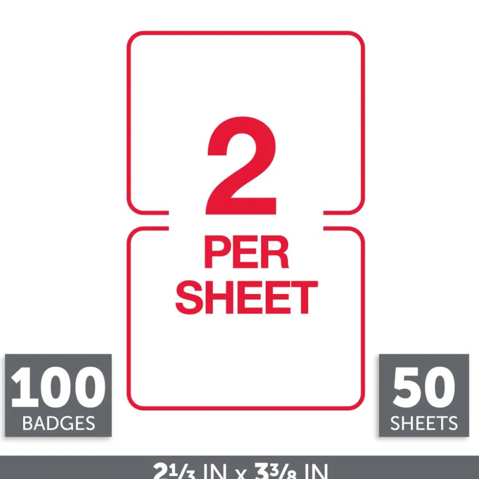 Name Badge Labels, 2 11/32" x 3 3/8", Gold Border, Pack Of 100