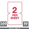 Name Badge Labels, 2 11/32" x 3 3/8", Red Border, Pack Of 100