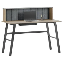 Nashira 52"W Computer Desk With Detachable Hutch, Light Oak/Gray