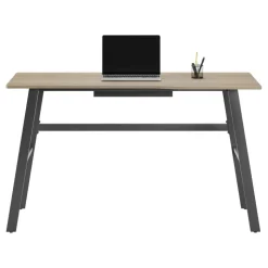 Nashira 52"W Computer Desk With Detachable Hutch, Light Oak/Gray