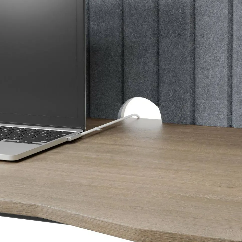Nashira 52"W Computer Desk With Detachable Hutch, Light Oak/Gray
