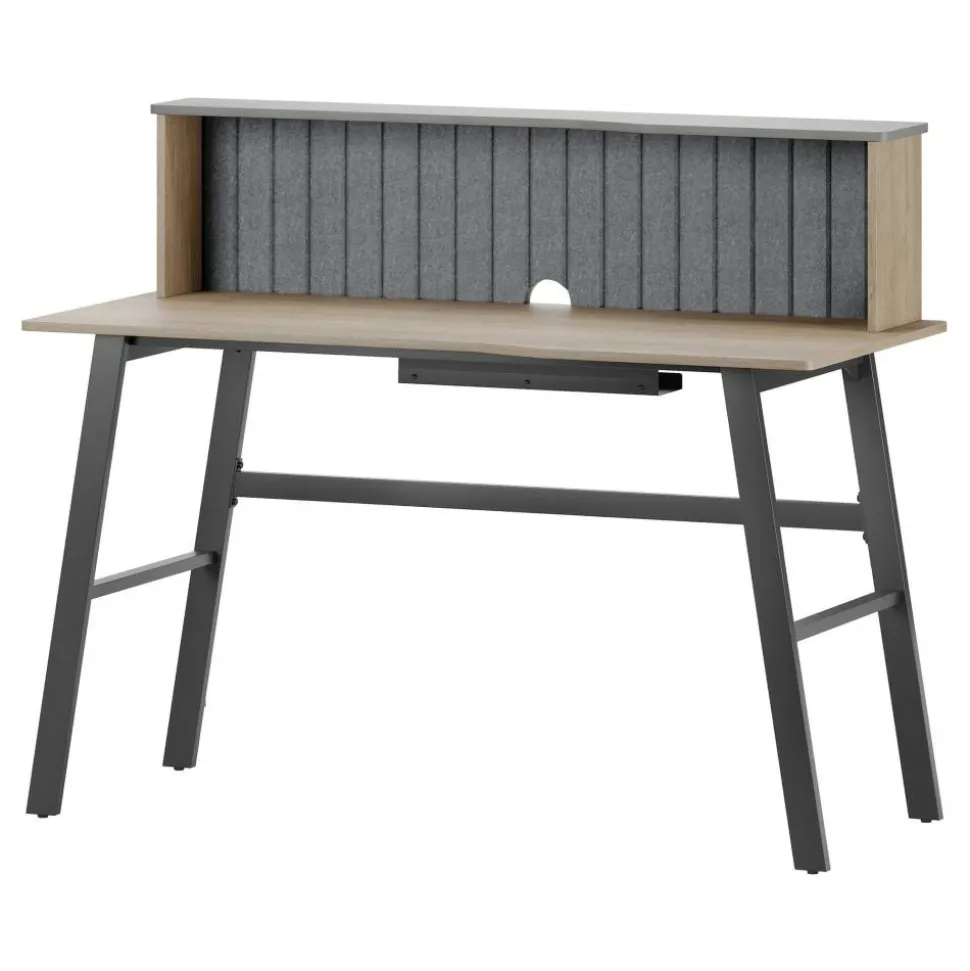 Nashira 52"W Computer Desk With Detachable Hutch, Light Oak/Gray