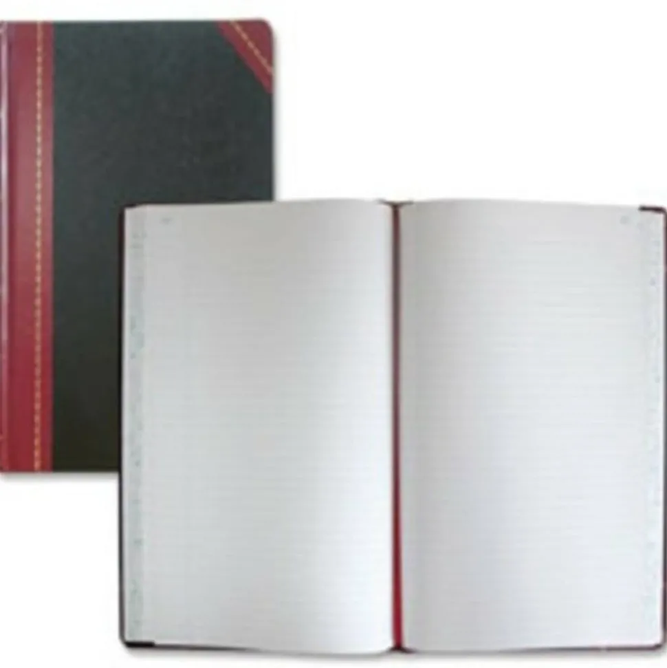 National Brand Hardbound Columnar Record Book, 14 1/8" x 8 5/8", 50% Recycled, Black, 41 Lines Per Page, Book Of 300 Pages