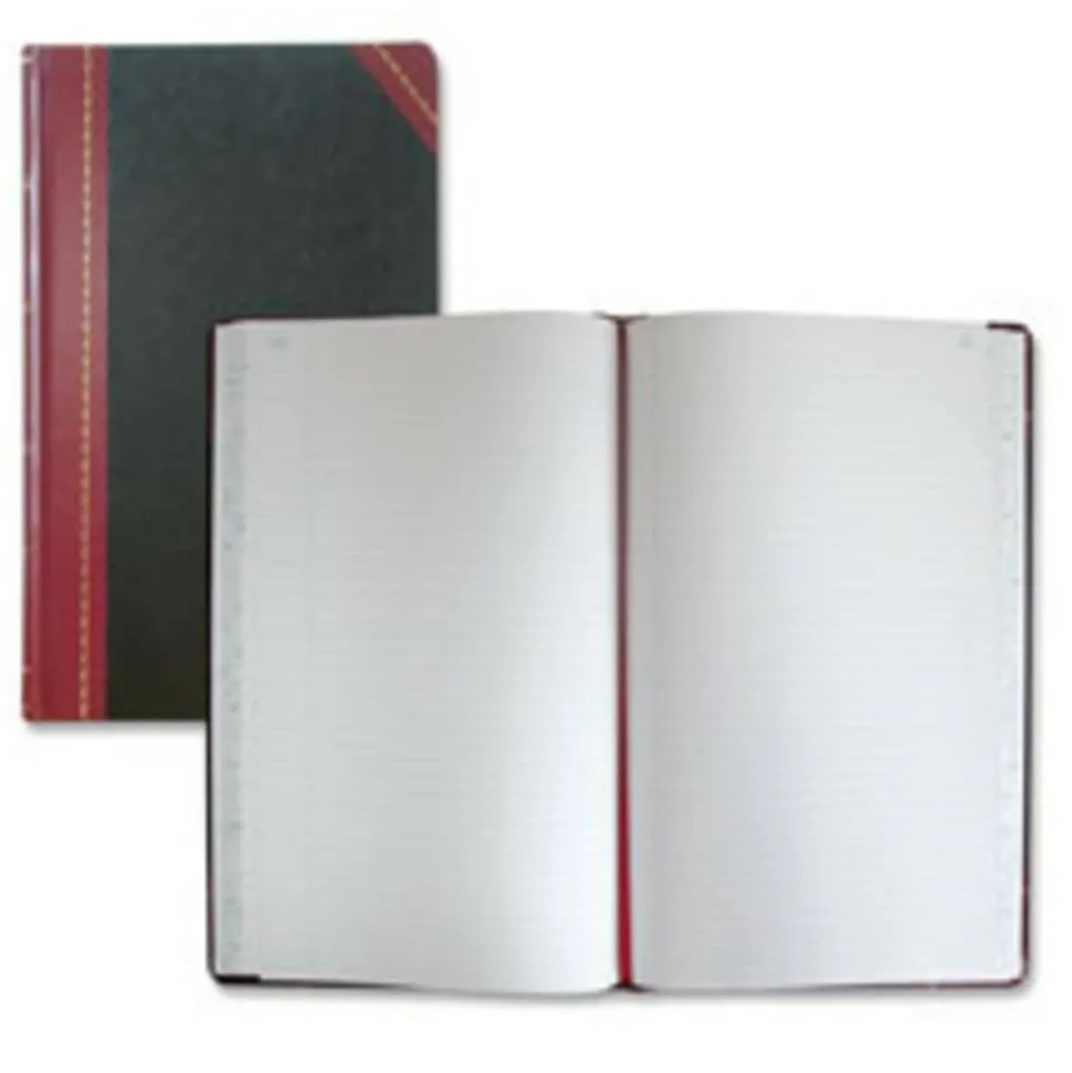 National Brand Hardbound Columnar Record Book, 14 1/8" x 8 5/8", 50% Recycled, Black, 41 Lines Per Page, Book Of 300 Pages