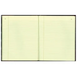 National Brand 50% Recycled Black Texhide Record Book With Margin, 8 3/8" x 10 3/8", 300 Pages