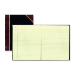 National Brand 50% Recycled Black Texhide Record Book With Margin, 8 3/8" x 10 3/8", 300 Pages