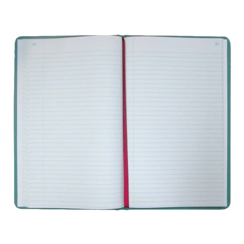 National Brand Sewn Canvas Account Book, 12 1/8" x 7 5/8", 50% Recycled, Green, 35 Lines Per Page, Book Of 150 Pages