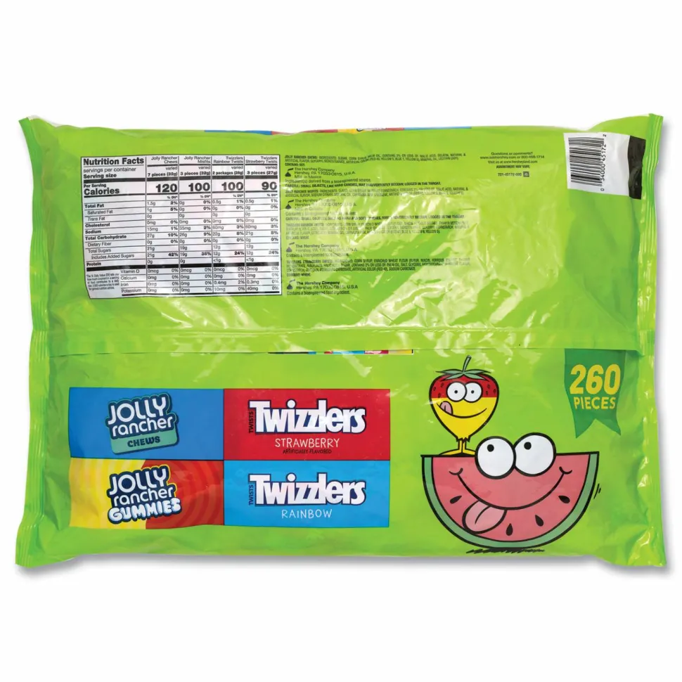 National Brand Twizzlers and Jolly Rancher Sweets Assortment Bulk Variety, Assorted Flavors, 260/Pack