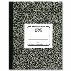 National Composition Book, Quadrille Rule (5 sq/in), Black Marble Cover, (80) 10 x 7.88 Sheets