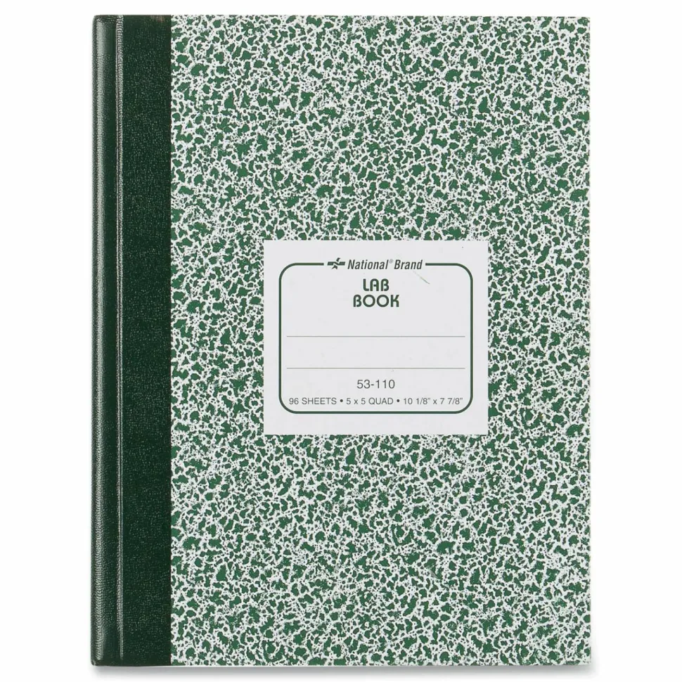 National Lab Notebook, Quadrille Rule (5 sq/in), Green Marble Cover, (96) 10.13 x 7.88 Sheets