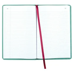 National Sewn Canvas Account Book, 12 1/8" x 7 5/8", 50% Recycled, Green, 35 Lines Per Page, Book Of 500 Pages