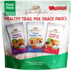 Nature's Garden Healthy Trail Mix Snack Packs, Assorted Flavors, 1.2 oz Pouch, 24/Bag, 2 Bags/Carton
