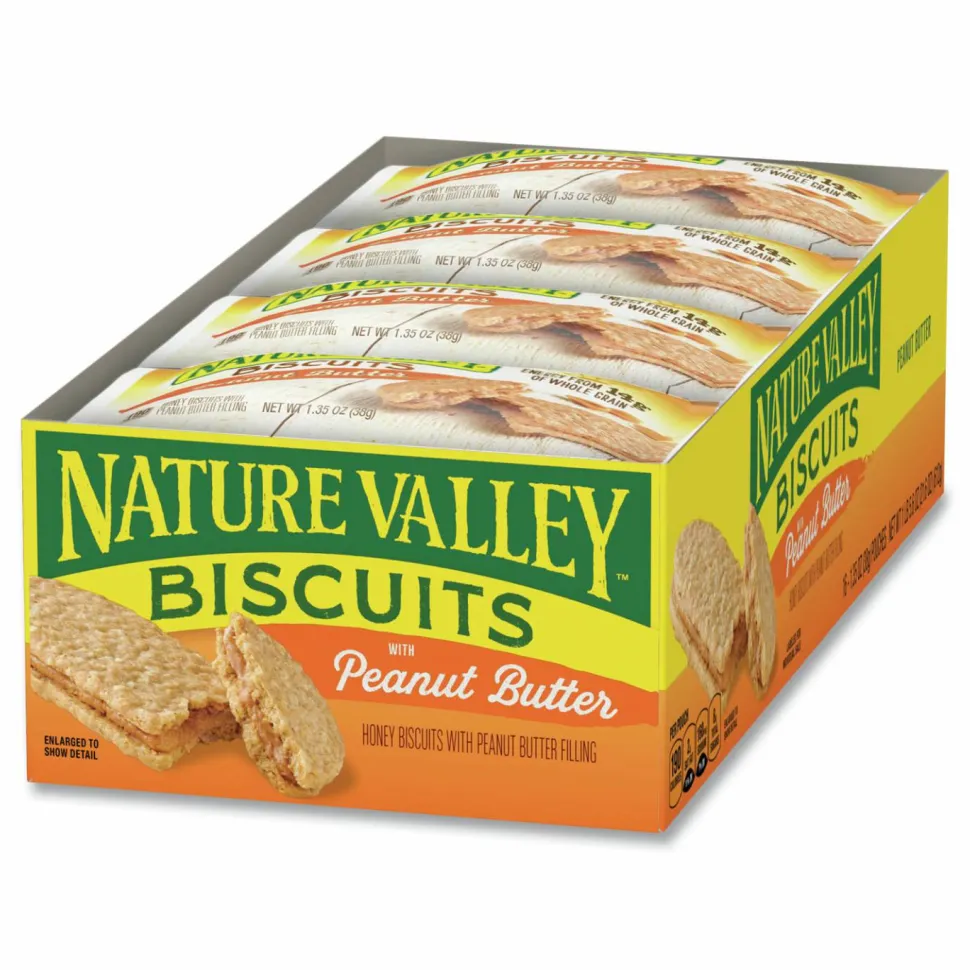 Nature Valley Biscuits, Peanut Butter, 1.35 oz Packet, 16/Box