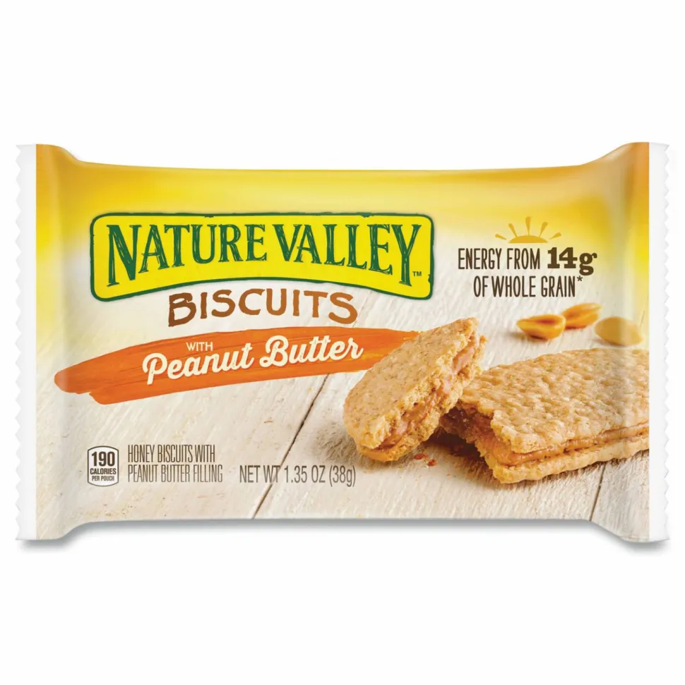 Nature Valley Biscuits, Peanut Butter, 1.35 oz Packet, 16/Box