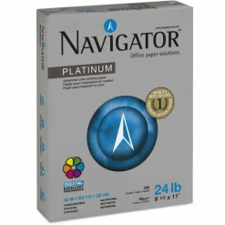 Navigator Platinum Paper, 99 Bright, 24 lb Bond Weight, 8.5 x 11, White, 500 Sheets/Ream, 10 Reams/Carton