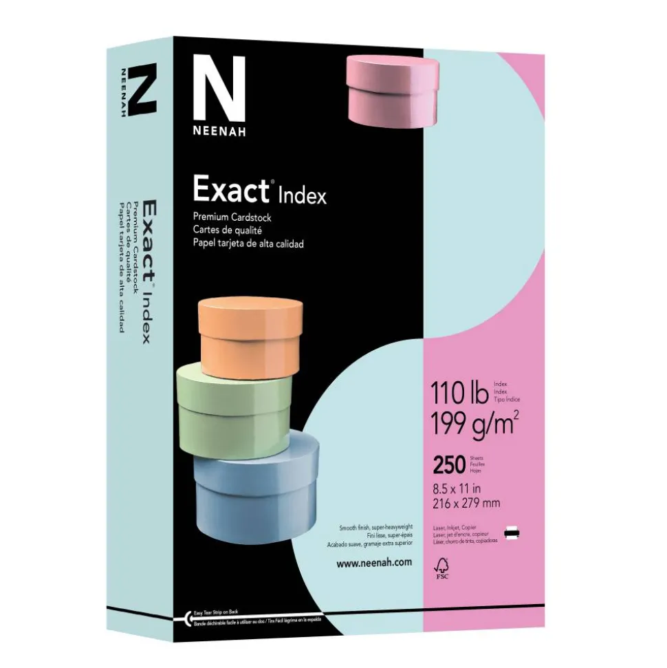 Neenah Exact Index Card Stock, 8 1/2" x 11", 110 Lb., Blue, Pack Of 250 Sheets