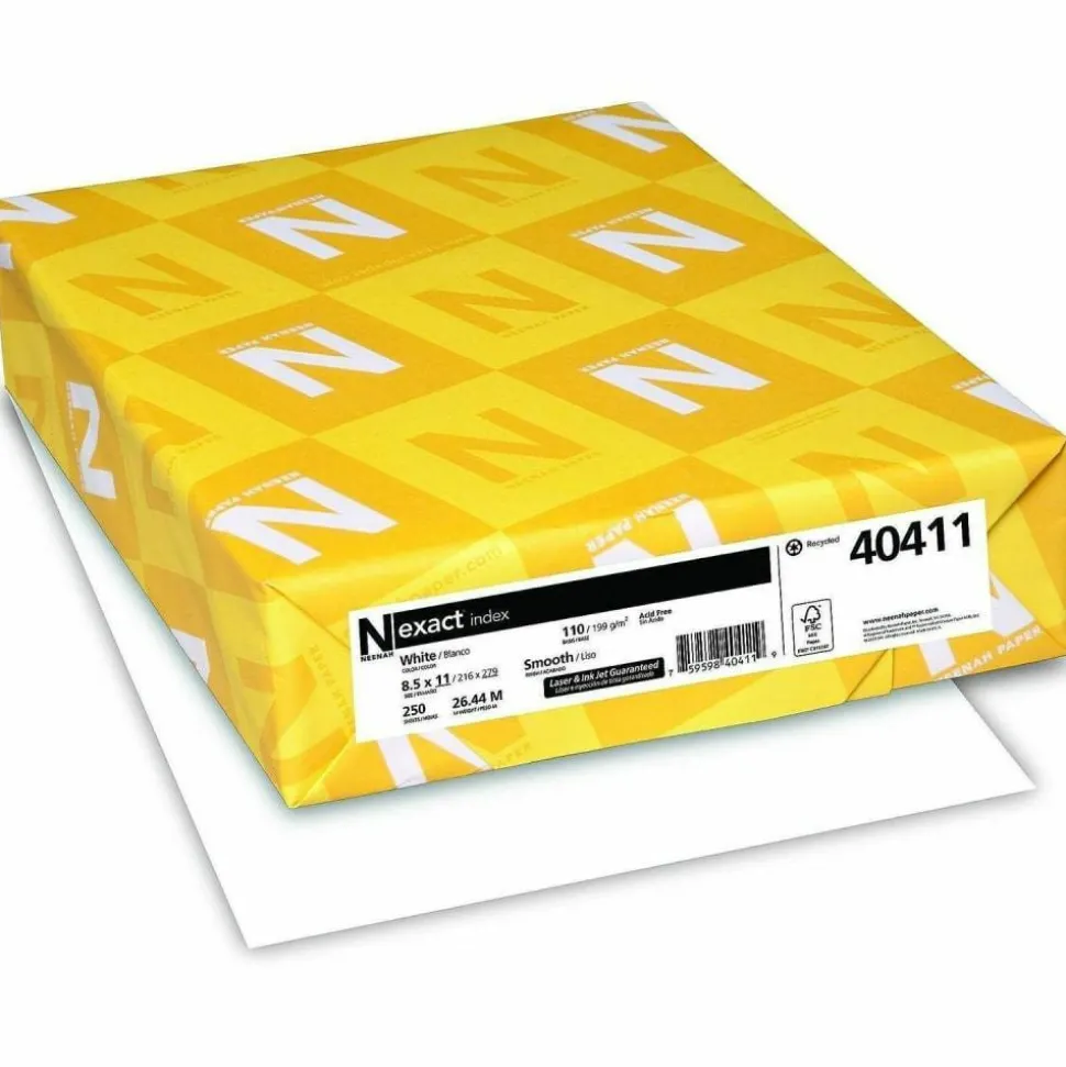 Neenah Exact Index Premium Card Stock, 8.5" x 11", 110 Lb, FSC Certified, White, Pack Of 250 Sheets