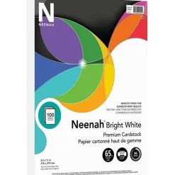 Neenah Multi-Purpose Card Stock, Bright White, Letter (8.5" x 11"), 65 Lb, Pack Of 100