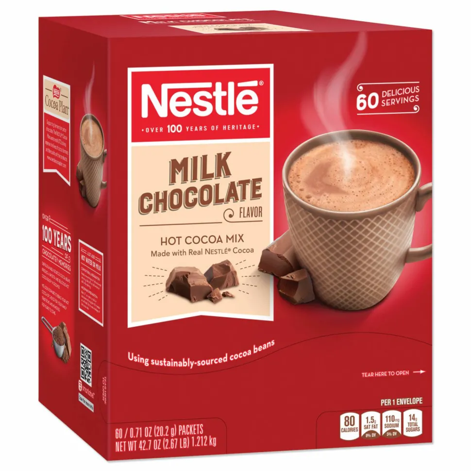Nestlé Hot Cocoa Mix, Milk Chocolate, 0.71 oz Packet, 60 Packets/Box