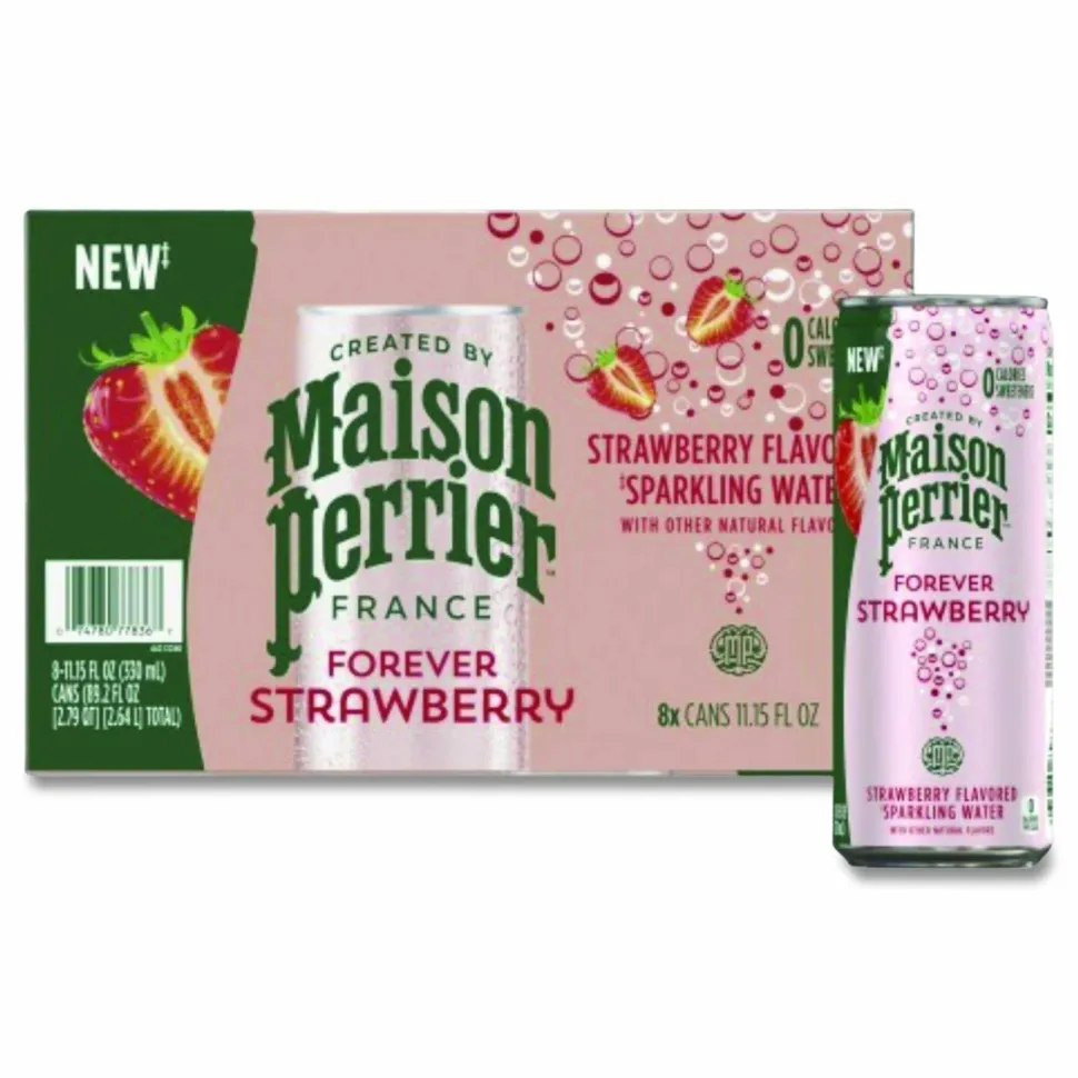 Nestlé Maison Perrier Sparkling Water, 11.15 oz Can, Strawberry, 8 Cans/Box