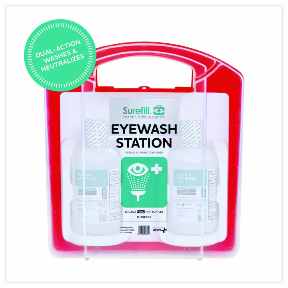 NeutraFlush Emergency Eyewash Station 75 Series, 16 oz Bottle, 2 Bottles/Station, 4 Stations/Carton