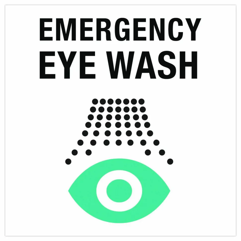 NeutraFlush Eyewash Station Two-View Wall Sign, 5.25 x 10 x 9