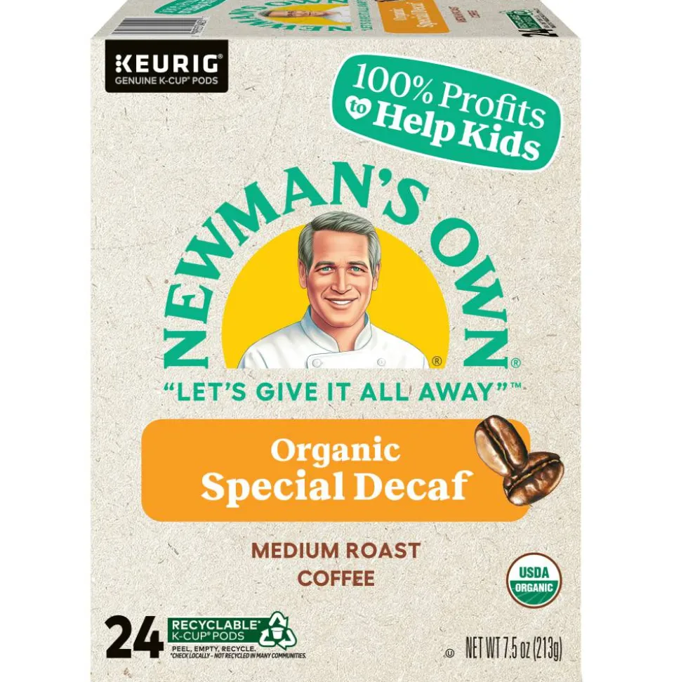 Newman's Own Organics Special Blend Decaf Coffee Keurig Single-Serve K-Cup Pods, Medium Roast, 24 Pods Per Pack, Case Of 4 Packs