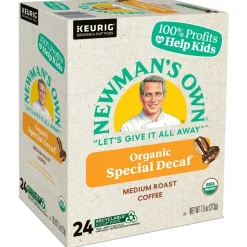 Newman's Own Organics Special Blend Decaf Coffee Keurig Single-Serve K-Cup Pods, Medium Roast, 24 Pods Per Pack, Case Of 4 Packs