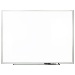 Non-Magnetic Melamine Dry-Erase Whiteboard With Marker, 36" x 48", Aluminum Frame With Silver Finish