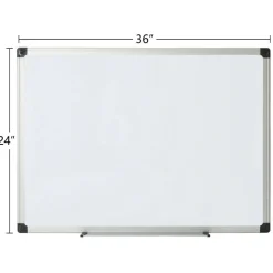 Non-Magnetic Melamine Dry-Erase Whiteboard, 24" x 36", Aluminum Frame With Silver Finish