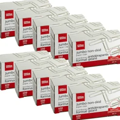 Non-Skid Paper Clips, Jumbo, Silver, Pack Of 10 Boxes, 100 Clips Per Box, 1,000 Total