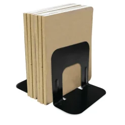 Nonskid Steel Bookends, 5", Black, Set Of 2