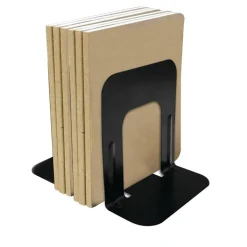 Nonskid Steel Bookends, 7", Black, Set Of 2