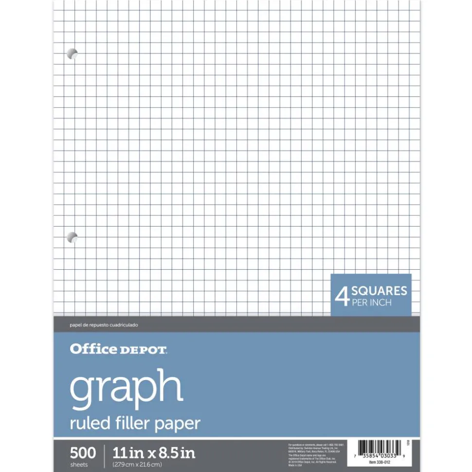 Notebook Filler Paper, 8-1/2" x 11", Quadrille Ruled, White, Pack Of 500 Sheets