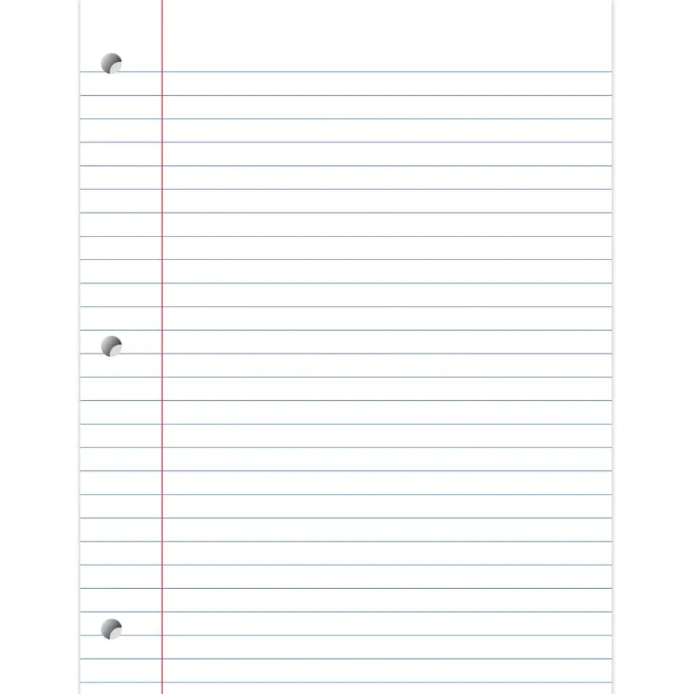 Notebook Filler Paper, 8" x 10 1/2", Wide Ruled, Pack of 500 Sheets