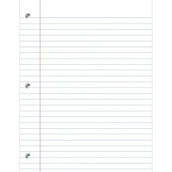 Notebook Filler Paper, Wide Ruled, 8" x 10 1/2", 3-Hole Punched, White, Pack Of 150 Sheets