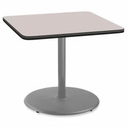 NPS Cafe Table, 36w x 36d x 30h, Square Top/Round Base, Gray Nebula Top, Gray Base