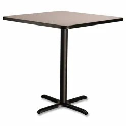 NPS Cafe Table, 36w x 36d x 36h, Square Top/X-Base, Gray Nebula Top, Black Base